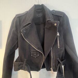All Saints Black denim Biker Jacket for Women